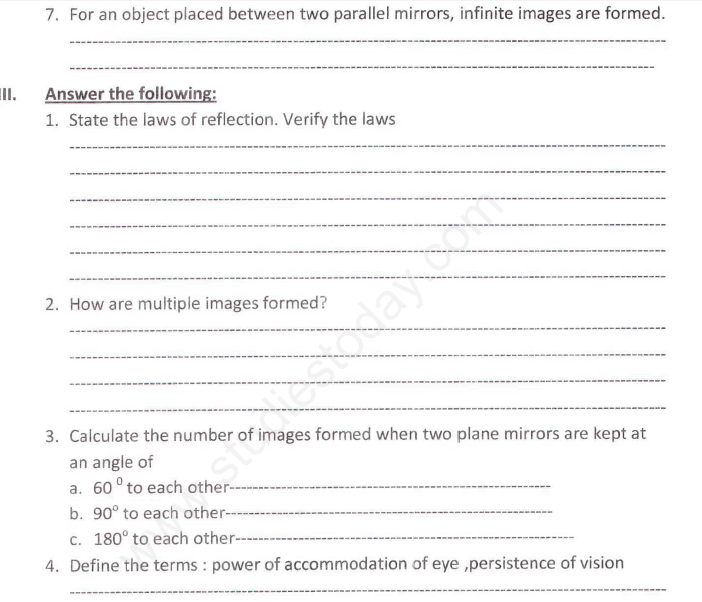 case study questions class 8 science light